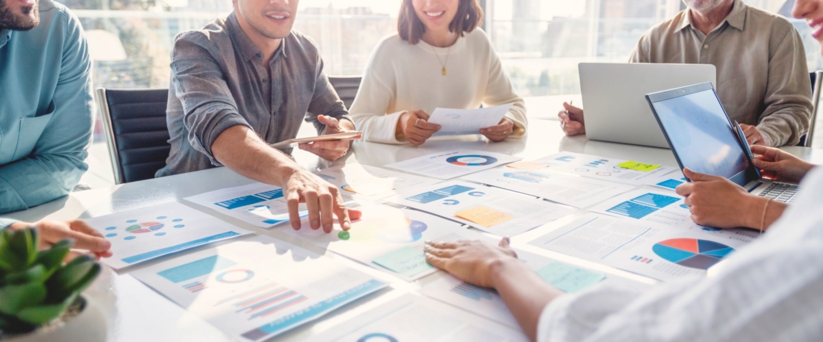 People reviewing online advertising proposals