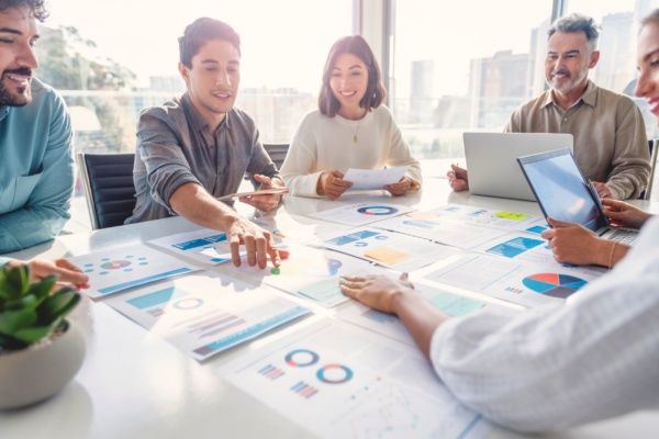 People reviewing online advertising proposals